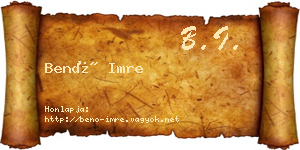 Benő Imre névjegykártya